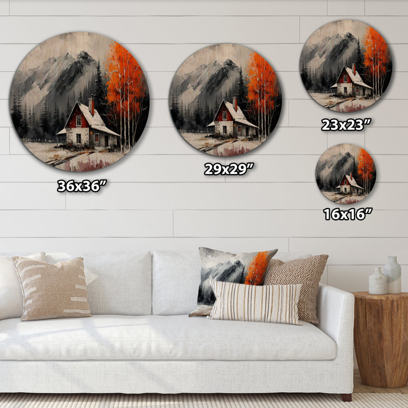 Cabane dans les bois en hiver VI - Art mural bois de campagne / campagne - Bois de pin naturel, H 29 po x l 29 po x P 1 po