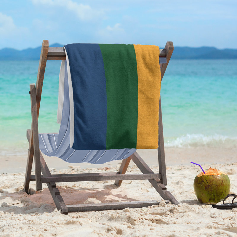 Lightweight Beach Towel, Navy/Green/Gold