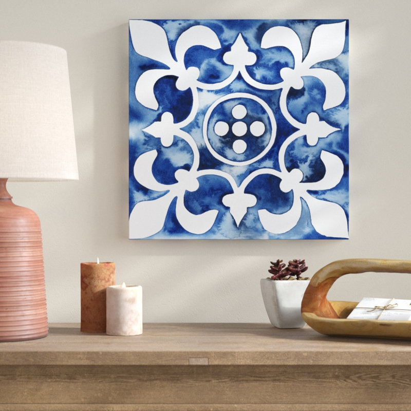 Cobalt Tile III by Grace Popp - Wrapped Canvas Painting, 51cm H x 51cm W