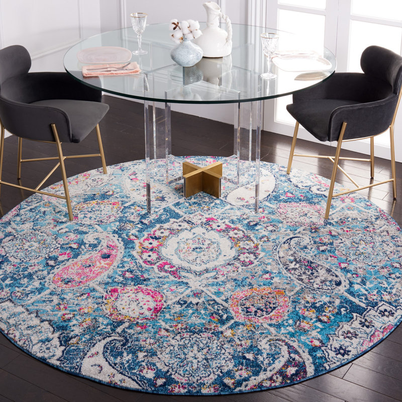 Tapis à motif cachemire Madison Performance, Rond 5 pi 3 po