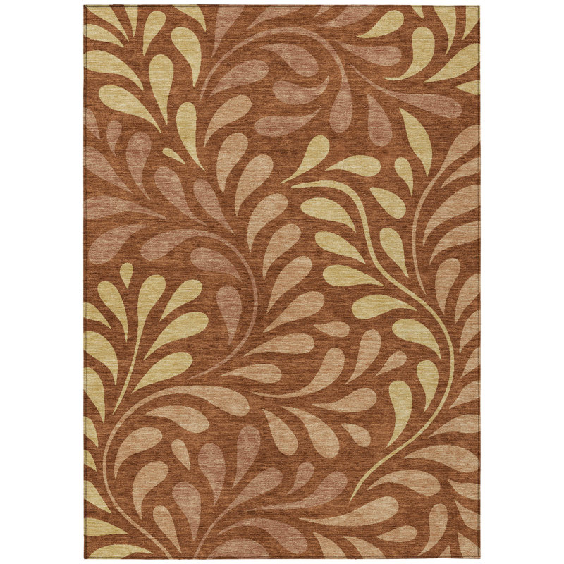 Machine Washable Indoor/Outdoor Chantille ACN2411 Botanical Rug, Rectangle 5' x 7'6"