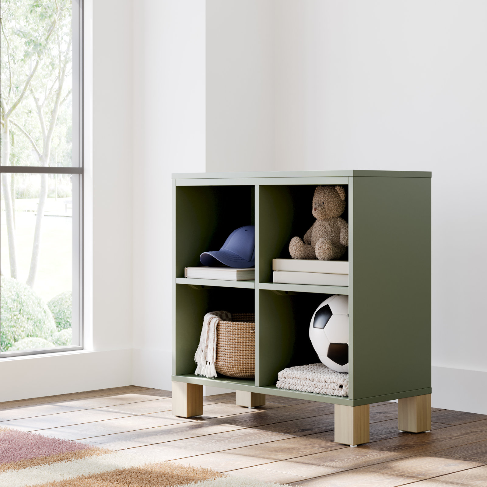 California Cube Organizer Bookcase, Olive