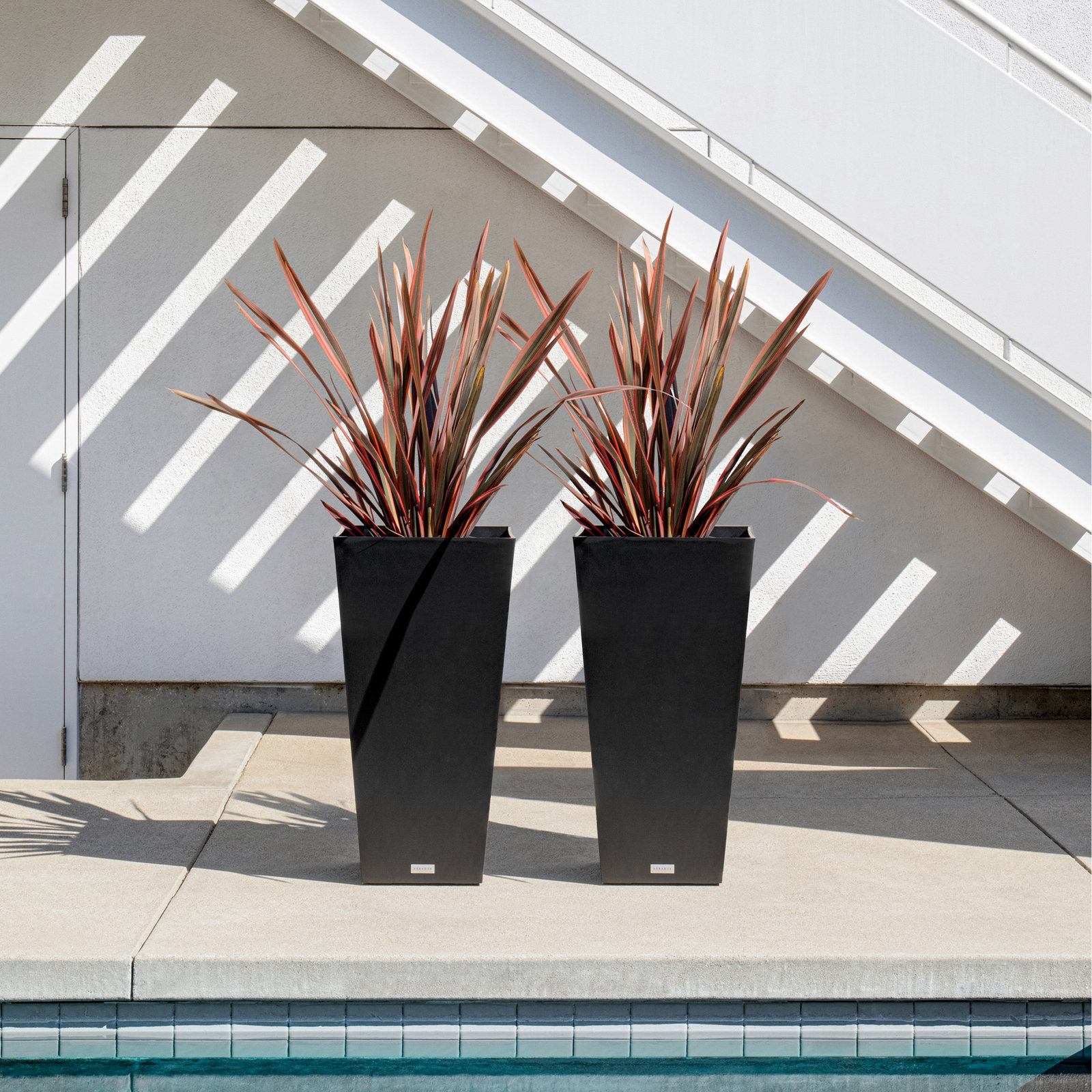 Pure Series Midland Planter, Black, 30" H x 15.25" W x 15.25" D, Set of 1
