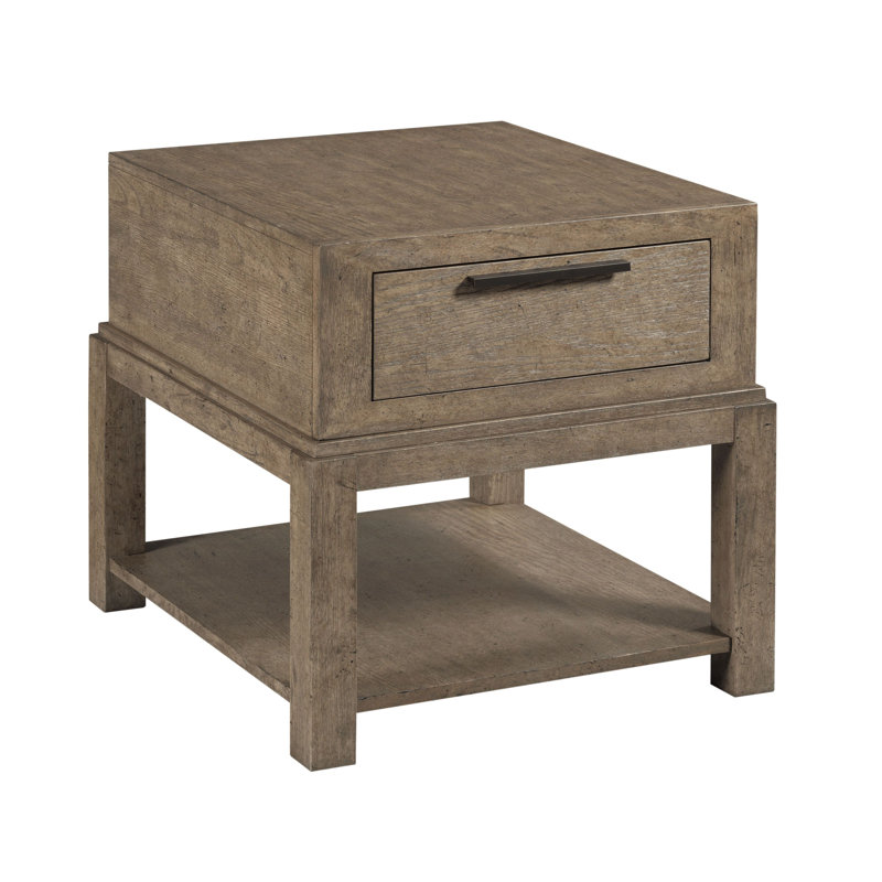 Pacificas Solid Wood End Table with Storage