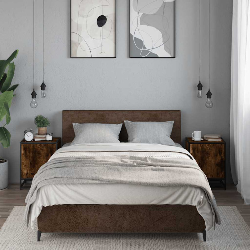 40 cm W Bedside Table, Smoked Oak