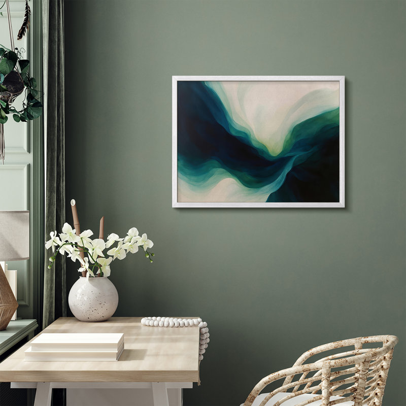 Reproduction d'art encadrée abstraite pour décoration intérieure moderne - 8 po x 10 po, H 8 po x l 10 po, Blanc