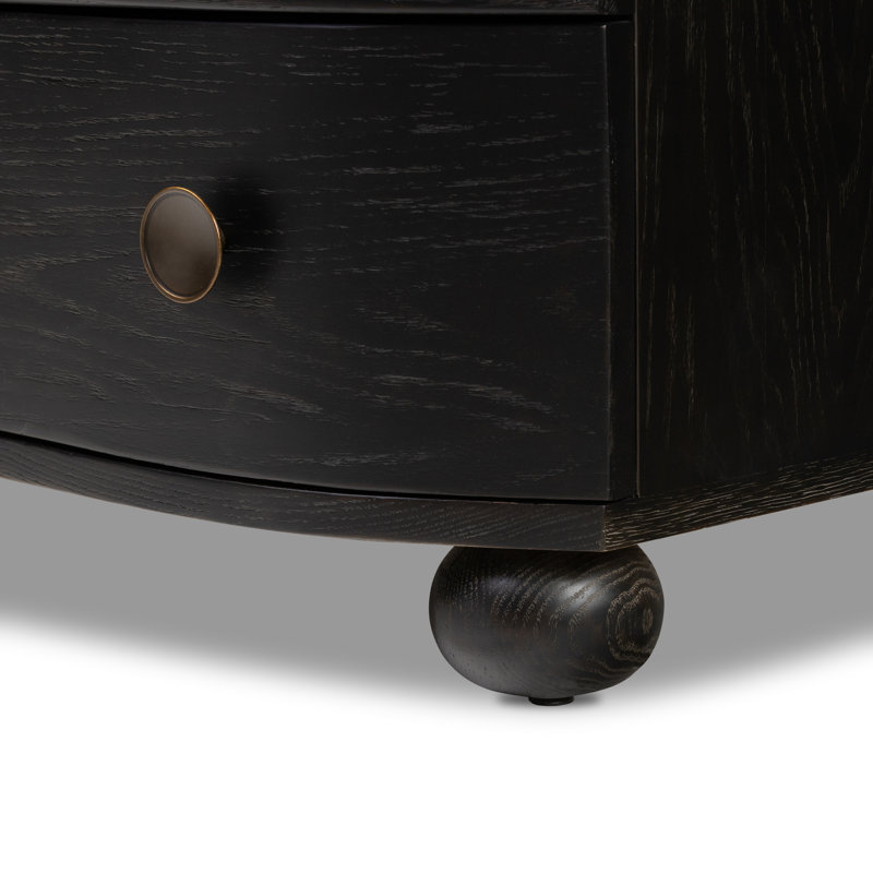 Tiago 3 - Drawer Solid Wood Nightstand, Distressed Black