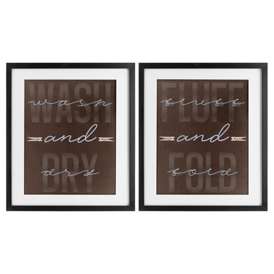 Laundry Words in Brown 2pc Framed Print Under Glass Set, design by Marcus Prime