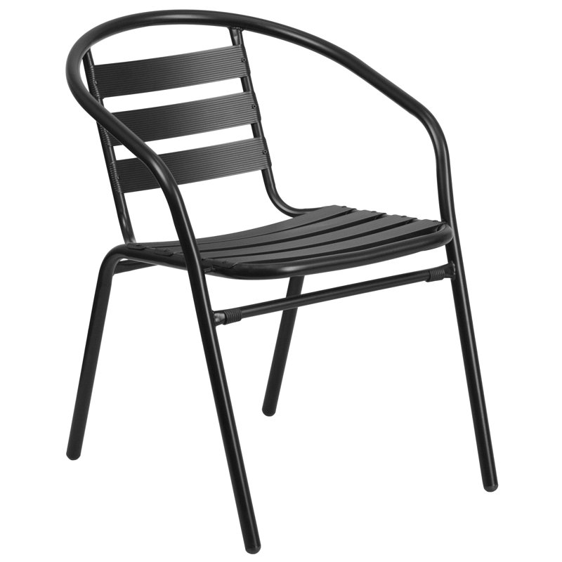 Black Metal and Glass 6-Person Outdoor Dining Set