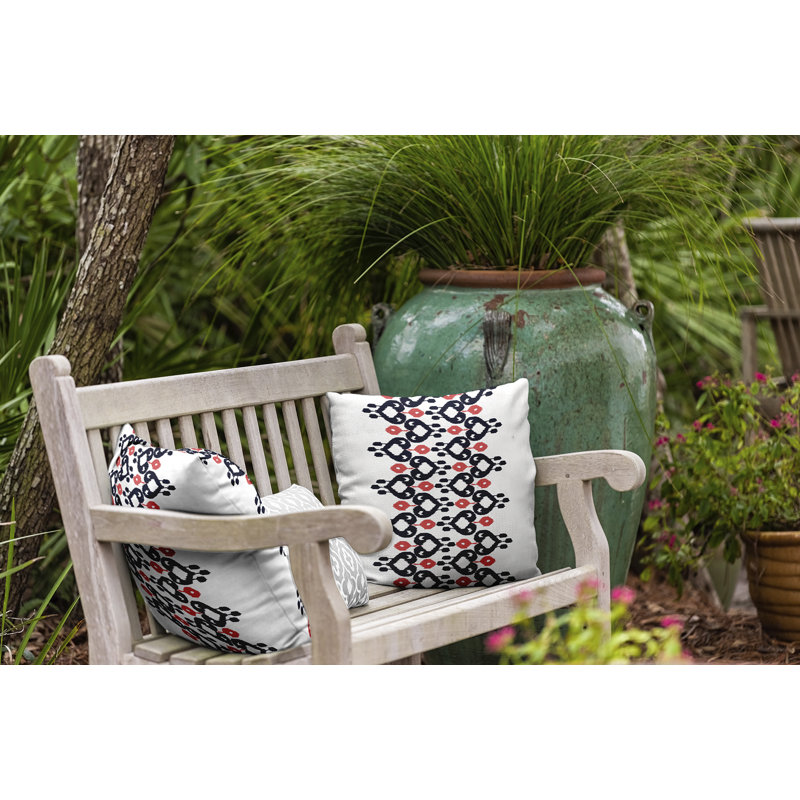 Housse de coussin d'extérieur carré Boho Chic, 20 po x 20 po, Orange et bleu marine