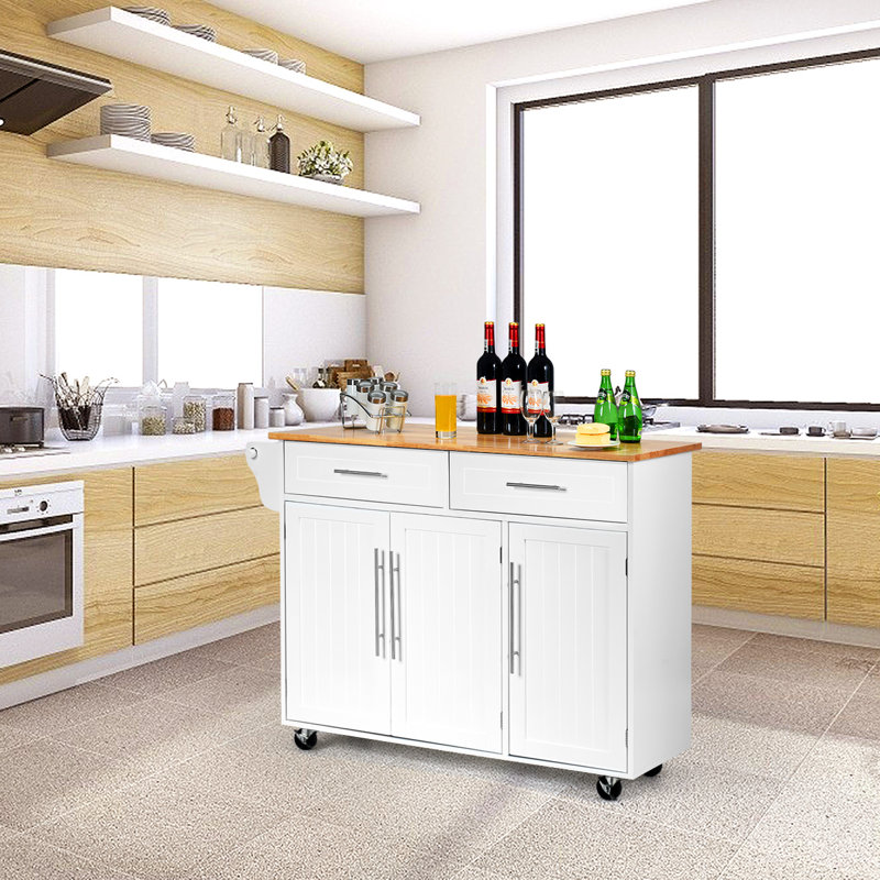 Pitts 284.5cm W Kitchen Island, Natural White