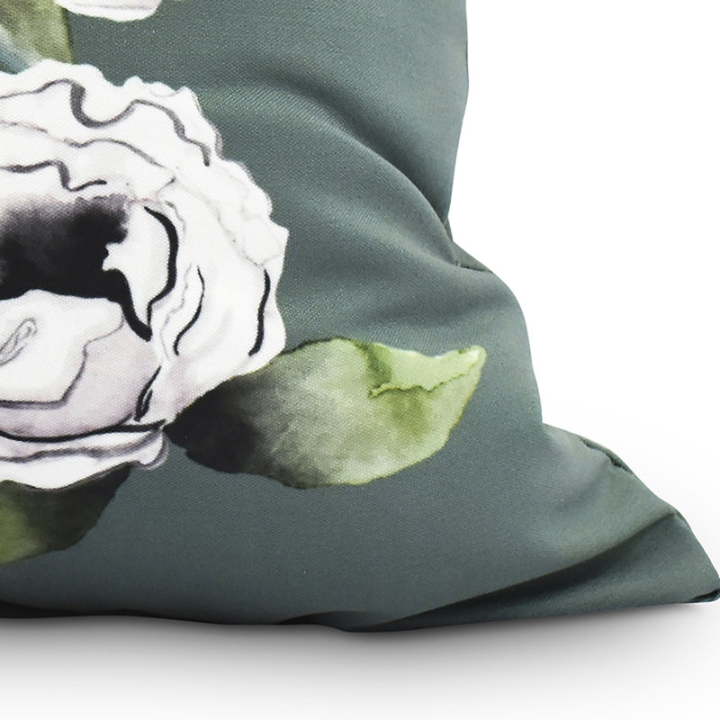 Housse et insert de coussin carré floral Fickle Florals, 16 po x 1 po, Gris