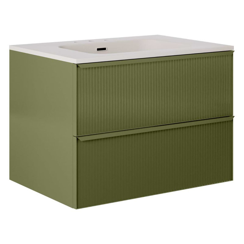 Astor 42" Single Vanity With Integrated White Solid Surfacetop, Olive Green, 30"