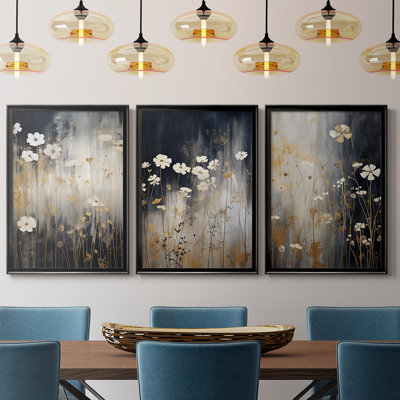 FLORAL Series CDI  -Custom Framed  Wrapped Gallery Canvas - 3 Pieces