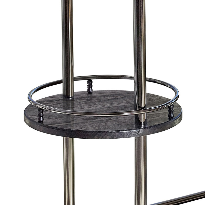 Bar avec rangement pour bouteilles de vin, Nickel noir / chêne noir