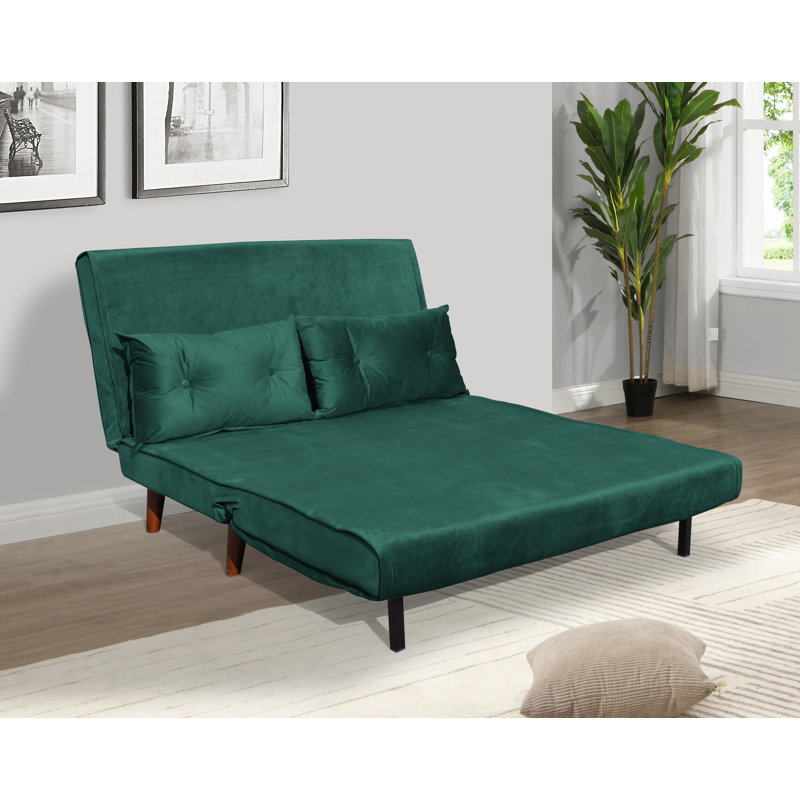 Cramerton 2 Seater Velvet Sofa Bed, Green