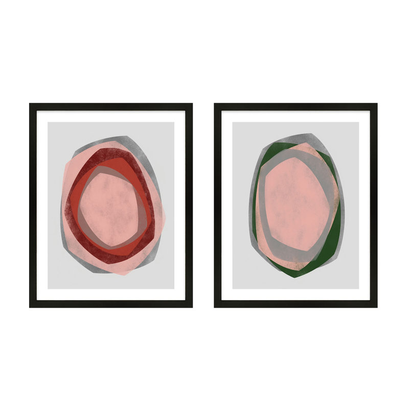 «Geode 4 - 5» par Jacques Pilon - ensemble de 2 peintures encadrées, H 20 po x l 16 po, Cadre noir