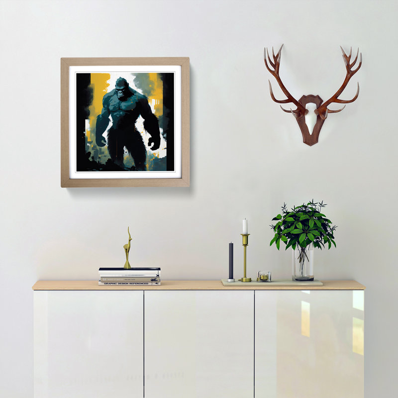 King Kong Gestural Art - Framed Print, Oak