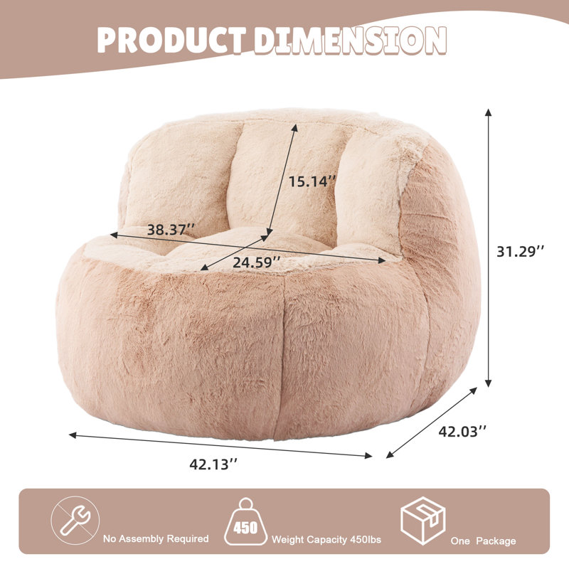 Fauteuil à billes surdimensionné pour adultes, canapé-lit simple en forme de noix avec mousse de compression, Brown/Cream
