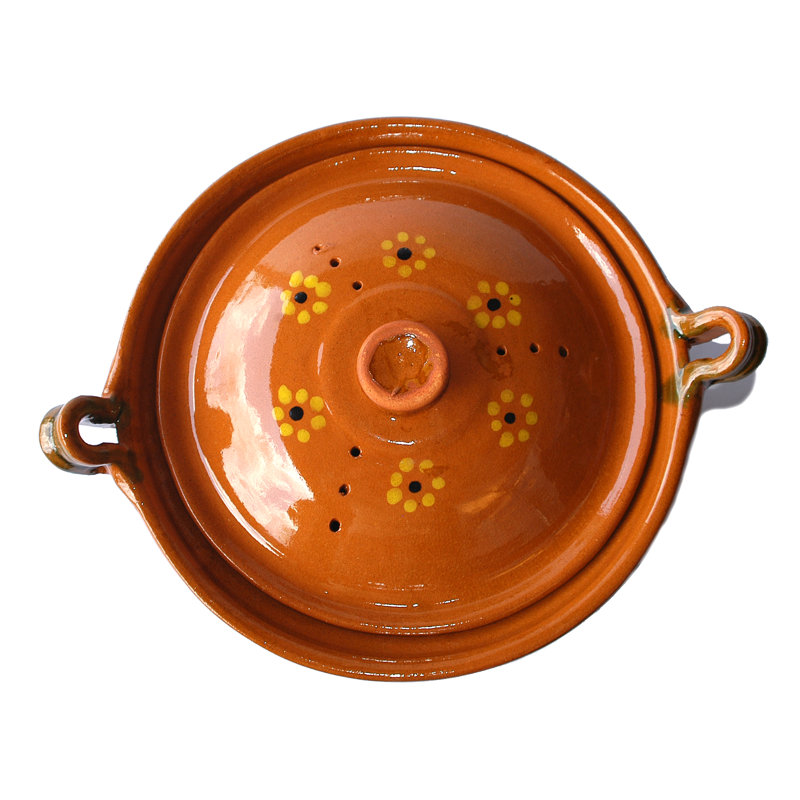 Small Terracotta Mexican Clay Lidded Cazuela Pot