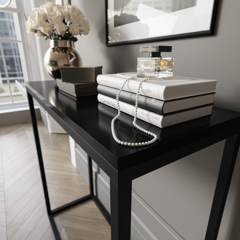 Burmaster Console Table, Wotan Oak, Black, 80cm H x 100cm W x 30cm D