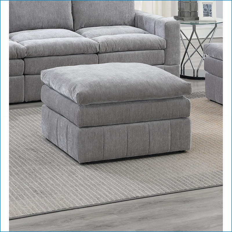 Repose-pieds, tissu de granite moelleux contemporain de style granite pour salon | Structure en bois robuste | Assemblage facile