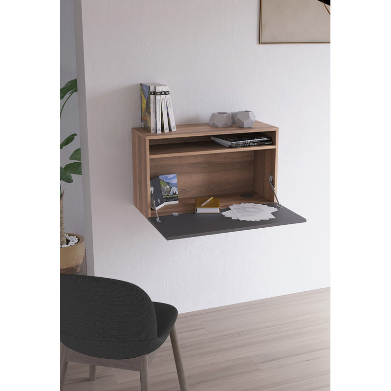 Fryman Floating Desk, Jet Black/Walnut