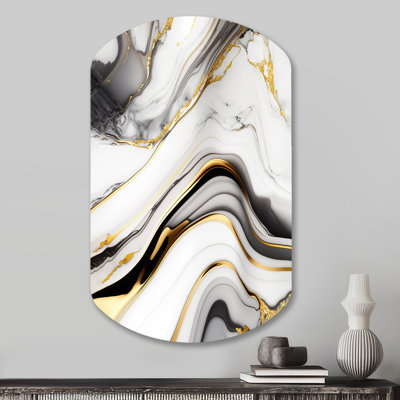 «Abstract Geode Marble Waves Grey IV», art mural abstrait en métal, sculpture murale asymétrique en métal