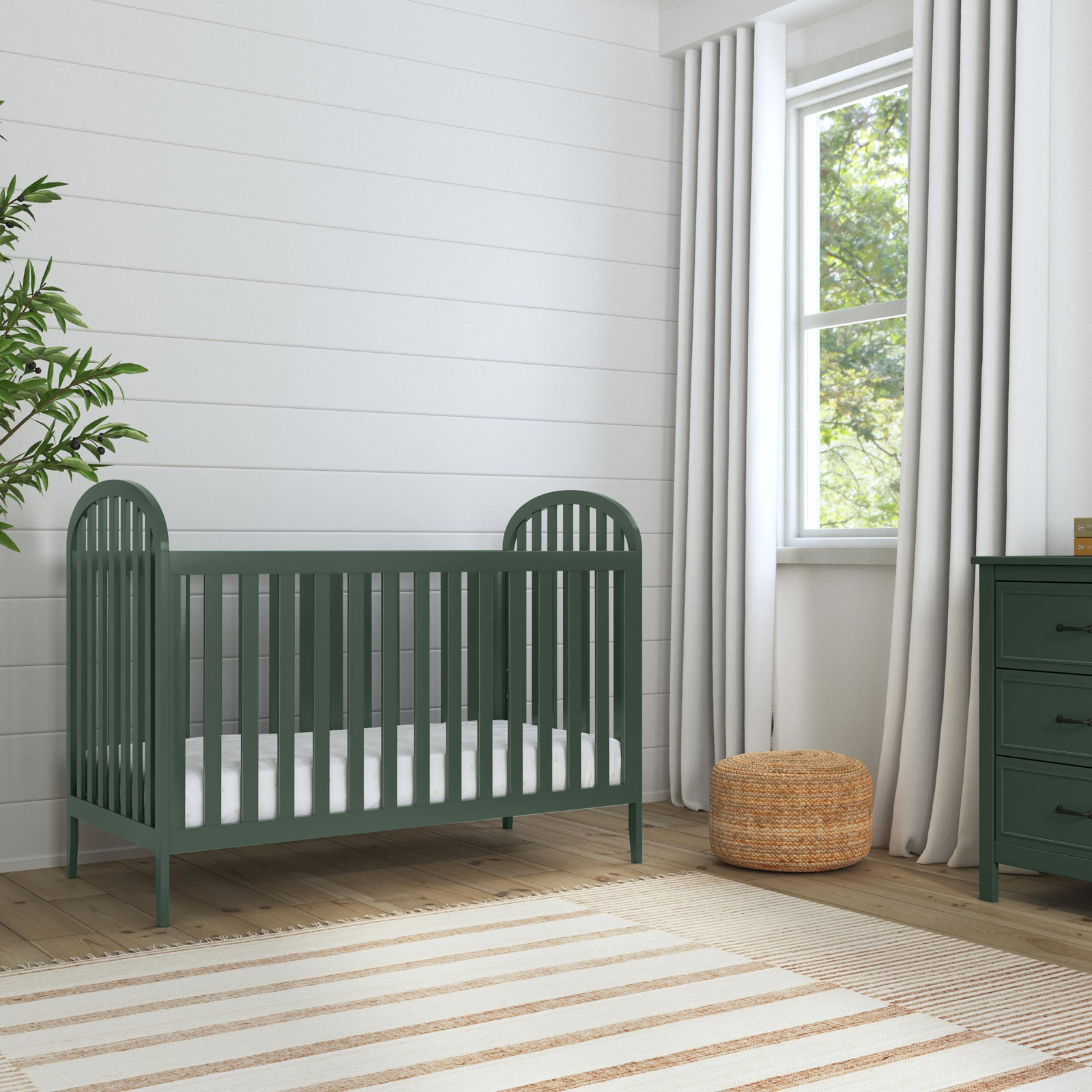 Beau Pine 3-in-1 Convertible Crib, Forest Green