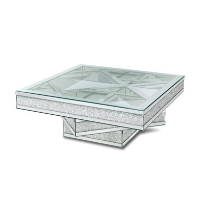 Coffee Table 40" Square In Clear Mirror Ken Design