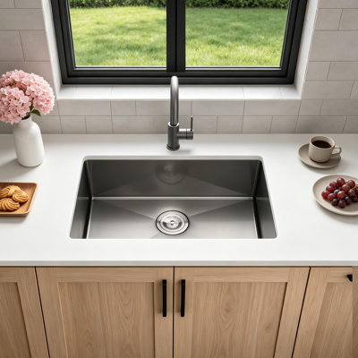 27"L × 19"W Undermout Stainless Steel Single Bowl Kitchen Sink
