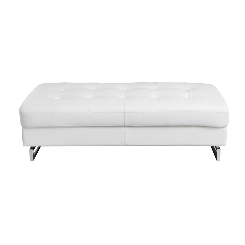 Ordaz Faux Leather Ottoman, White Faux Leather