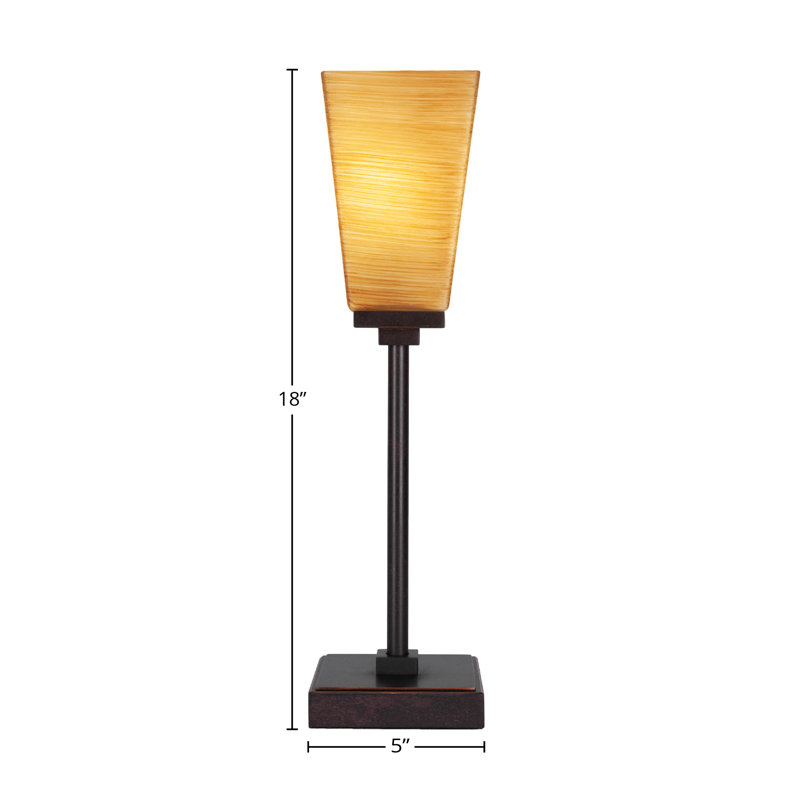Hinkley Accent Lamp Shown In Dark Granite Finish With 5" Square Cayenne Linen Glass