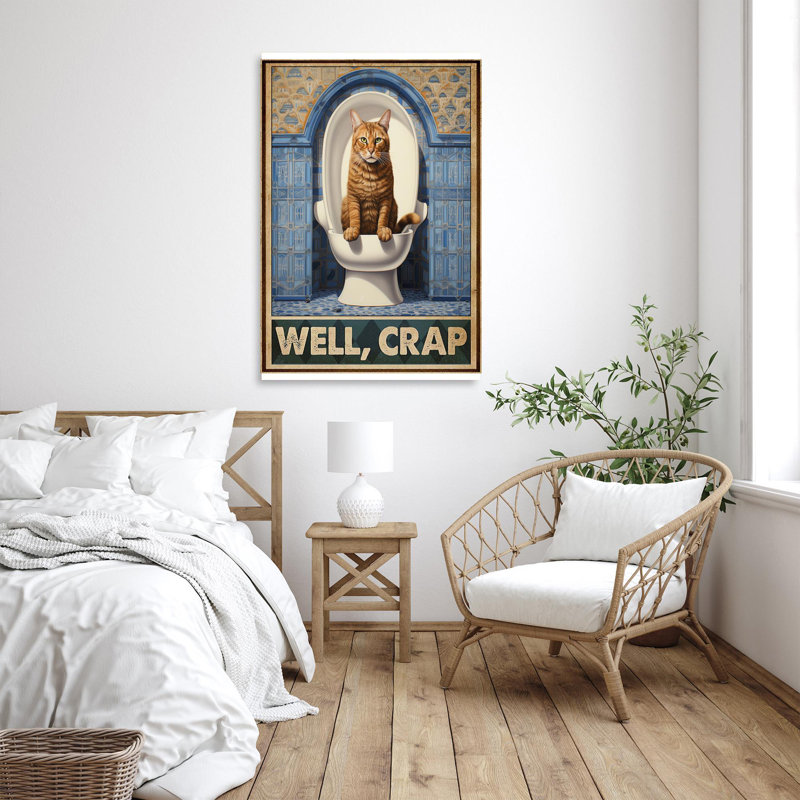 «Cat In Toil Well Crap 2», reproduction d'art rectangulaire sur toile tendue, H 14 po x l 11 po x P 1,25 po