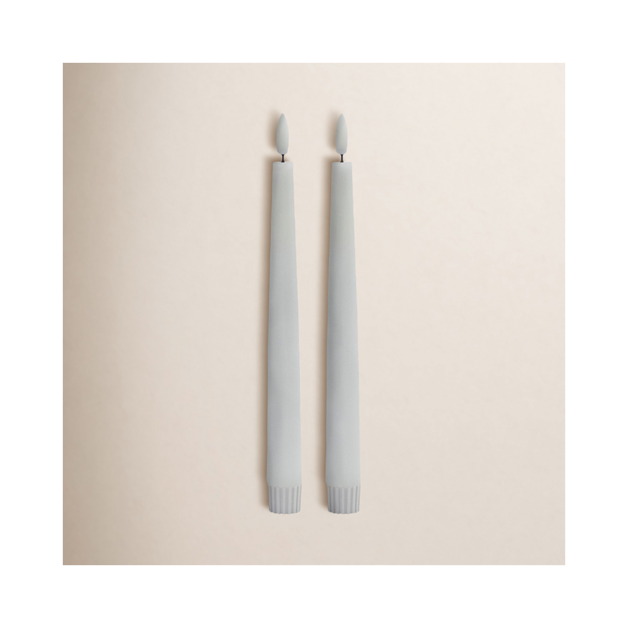 2 Pc Tall Flameless Taper Candle, White