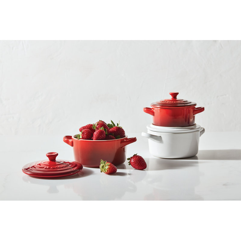 Le Creuset Stoneware Mini Round Cocotte, 8Oz., Cerise