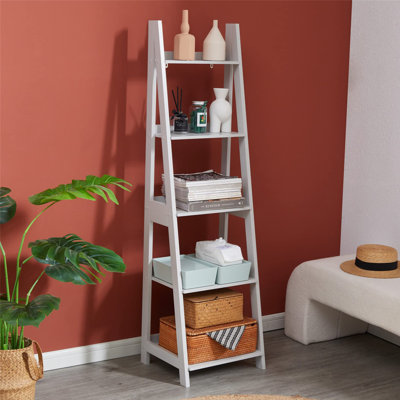 Elberta Bamboo Ladder Bookcases Ladder Bookshelf Storage Rack Flower Plant Stand Shelf Organizer Display Shelf