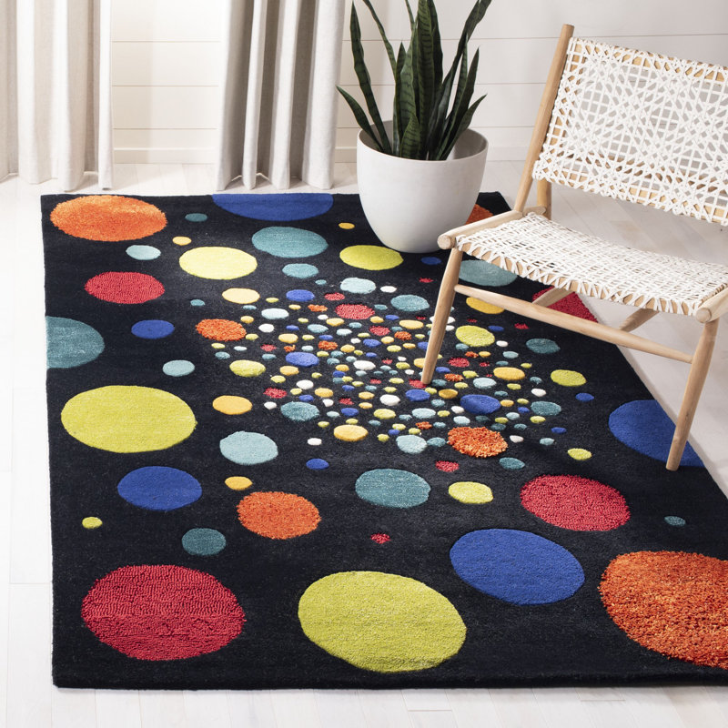 Amier Hand Tufted Wool And Viscose Polka Dots Rug, Rectangle 3'6" x 5'6"
