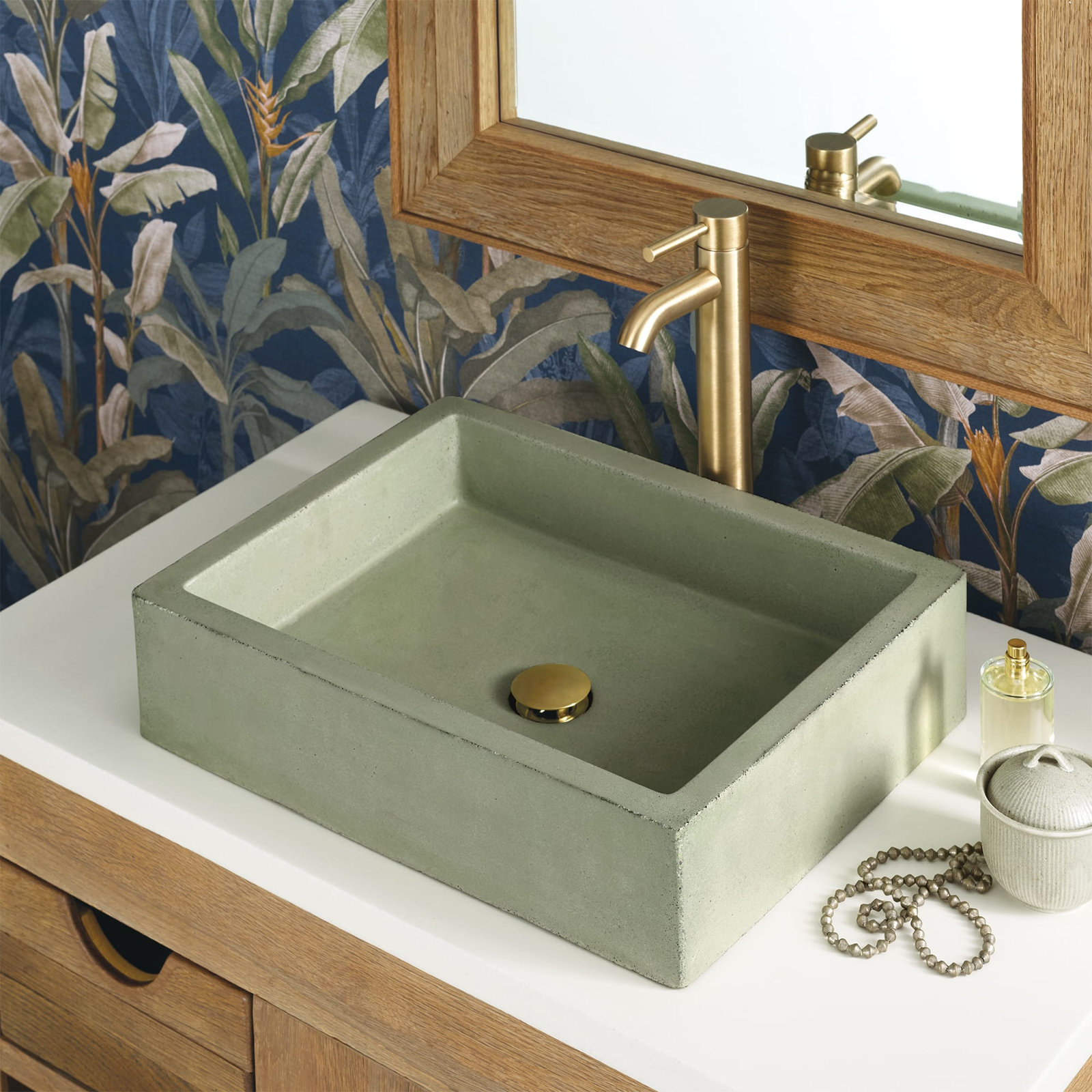 NativeStone Nipomo Dual-Mount Concrete Sink, Sage