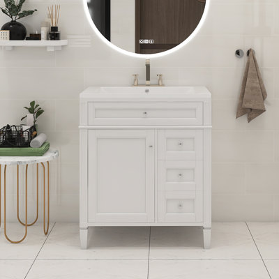Meuble-lavabo simple 30 po avec plateau en résine Shilee