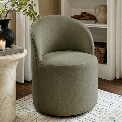 Petit fauteuil pivotant en tonneau avec roulettes cachées
