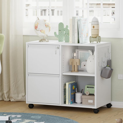 Classeur mobile latéral en métal de 80 cm (31,5 pouces) avec support à roulettes pour imprimante et étagères, mobilier de bureau