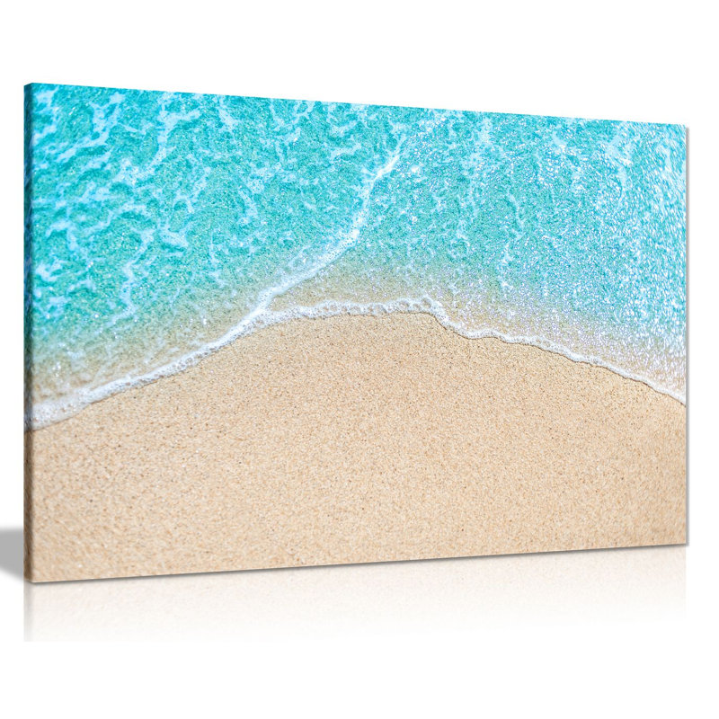 Coastal Wave Blue Sea Beach 1 Piece Wrapped Canvas Wall Art, 46cm H x 31cm W