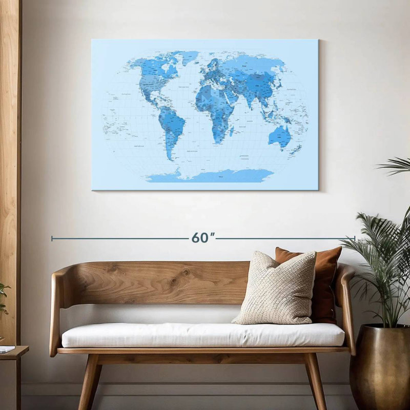 Aliaz World Map Blues, 30" H x 45" W