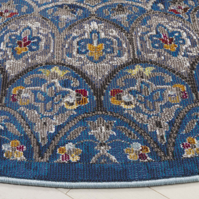 Aria Performance Floral Rug, Round 6'5"