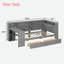 Lit de jour en bois avec tablettes de rangement, 2 tiroirs, station de charge, DEL, bureau et tête de lit tapissier-1034764346-1034764344