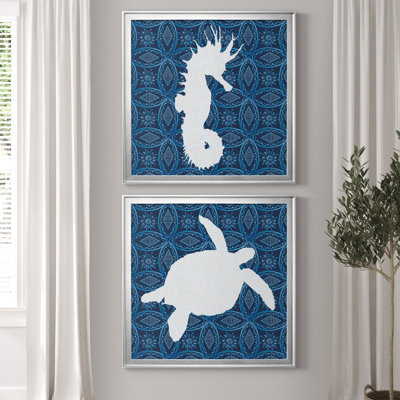 " Sea Patterned Seahorse " 2 - Pieces