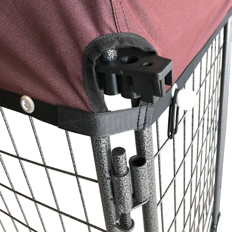 Small Black Metal Expandable Dog Kennel with Maroon Cover