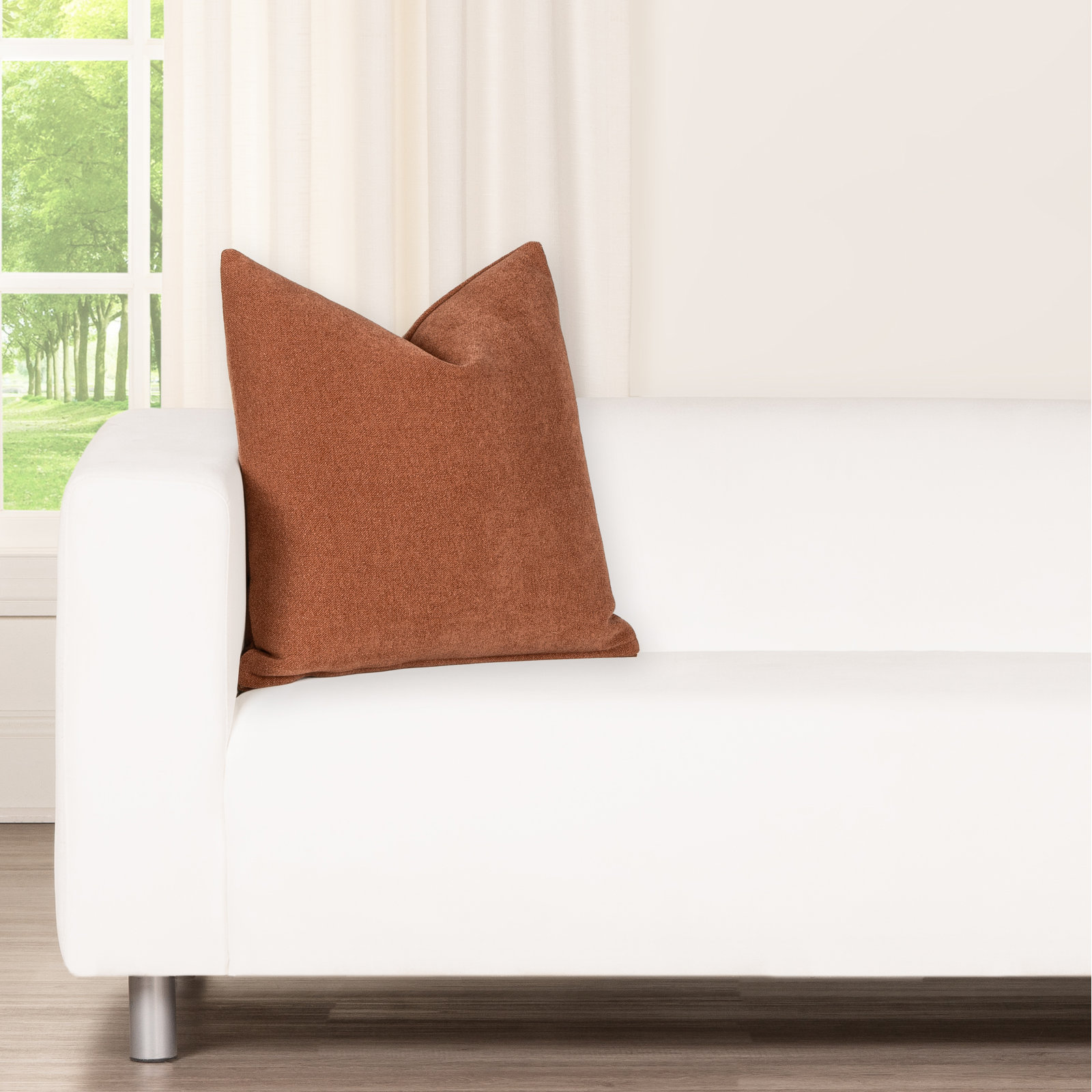 Cascade Textured Accent Pillow, Feather, Square 16", Red