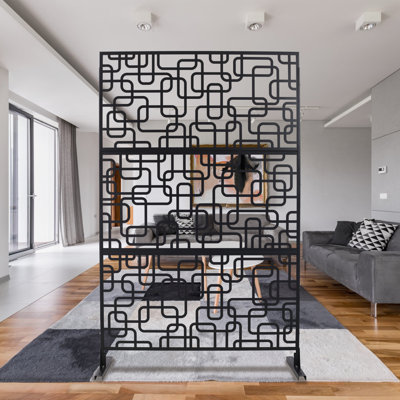 76" H48" W Privacy Screen - Metal, Long-Lasting Performance, Black Finish Outdoor Screens For Patio, Lawn, Garden,